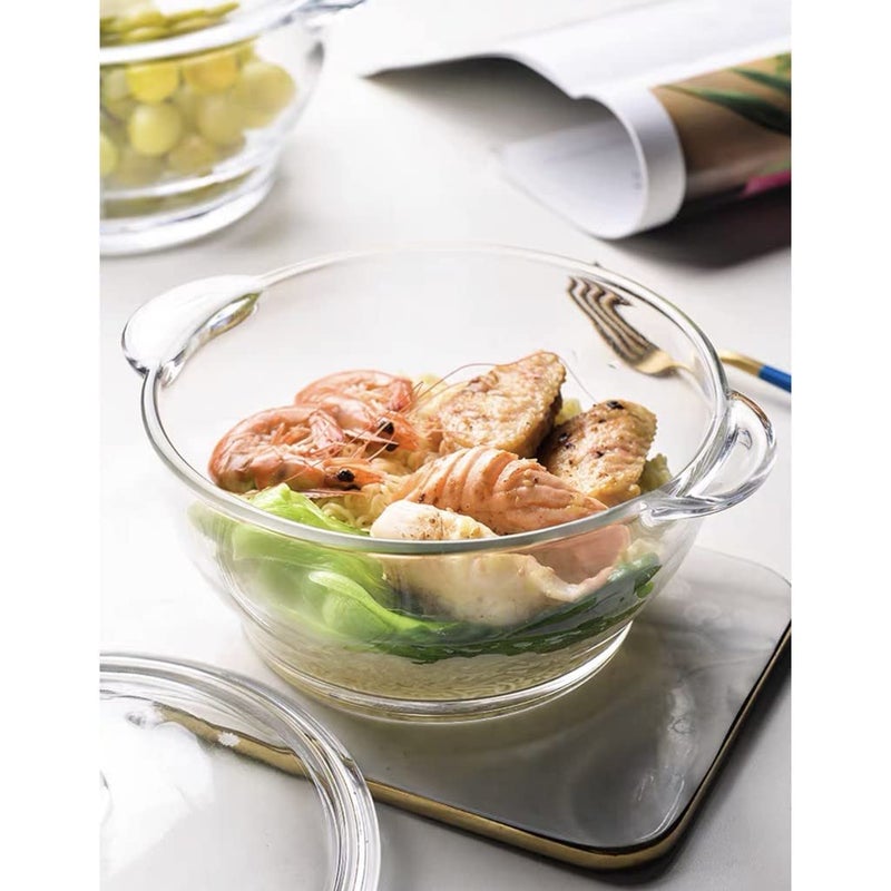 BINZO Glass Casserole with Glass Lids and Handle, Set of 3, 2.5 LTR, 1.5 LTR, 1 LTR, Big Large Size Casserole Dish, Microwave Oven Safe, Serving Containers for Dinner, Sabzi, Dal, Roti, Curry - Image 4