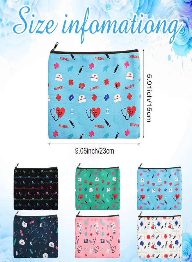 Reginary 6 Pcs Nurse Gift Cosmetic Bag Bulk Female Nursing Appreciation Makeup Zipper Toiletry Bag Funny Travel Pouch Birthday Gift for Women(Vivid Style) - Image 2