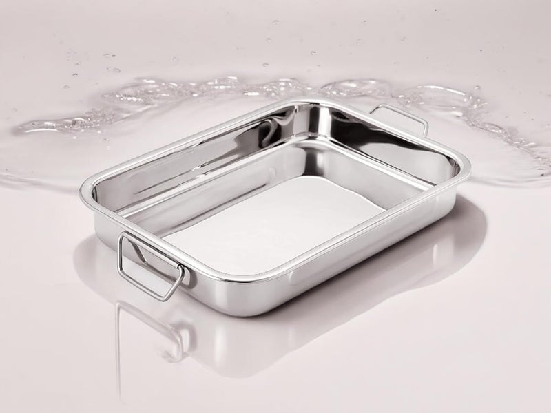 Jayco Luxuria Stainless Steel Tray with Handles for Baking Roasting Grilling Serving Small Size 25 x 18 cm - Image 1