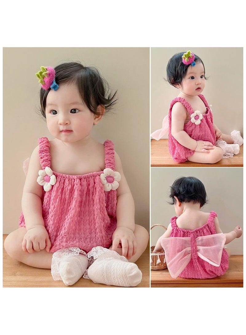 A.M Baby butterfly wings sling  clothes for girls summer thin 100-day romper newborn full moon jumpsuit - Image 1