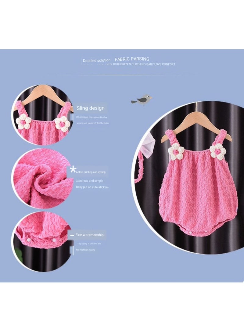 A.M Baby butterfly wings sling  clothes for girls summer thin 100-day romper newborn full moon jumpsuit - Image 3
