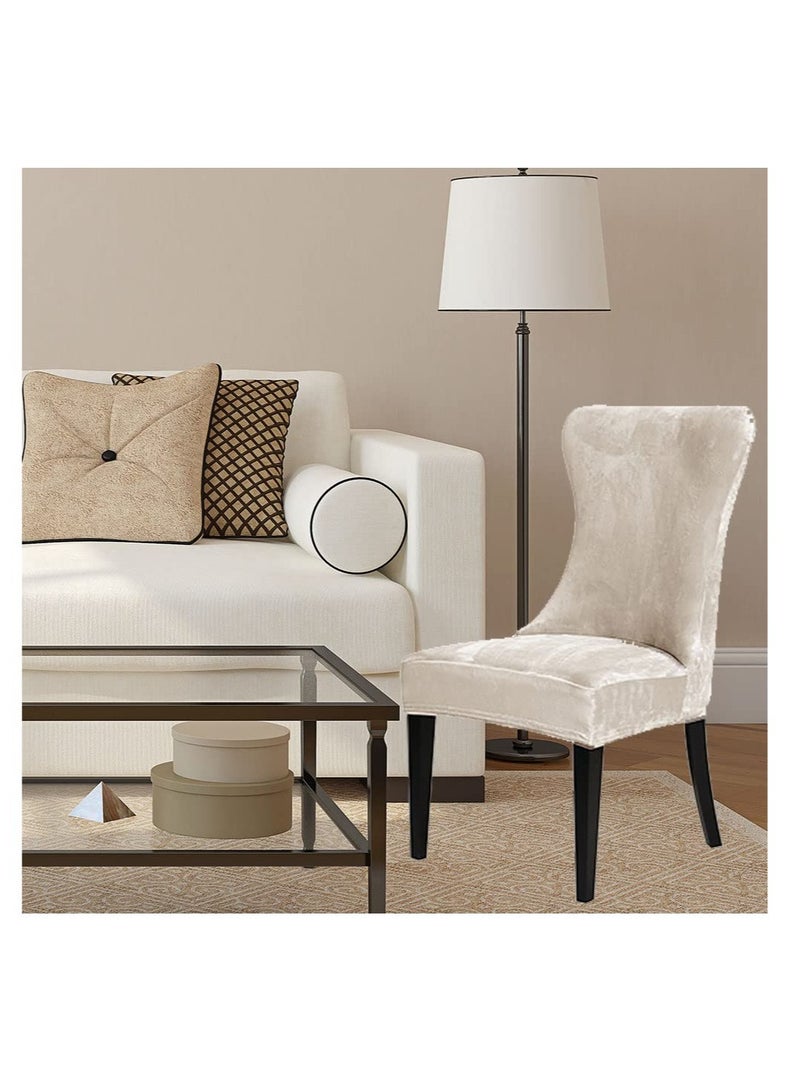 Excefore Stretch Soft Velvet Wingback Chair Cover, Dining Room Chair Covers, Super Soft Washable Reusable Armchair Slipcover, for Dining Room Home Banquet Party Decor (Cream, Set of 4) - Image 5