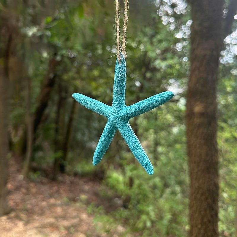 12 Blue Resin Starfish Ornaments With Hanging Strings For Mediterranean Beach Theme Wedding Party Aquarium Decor - Image 5