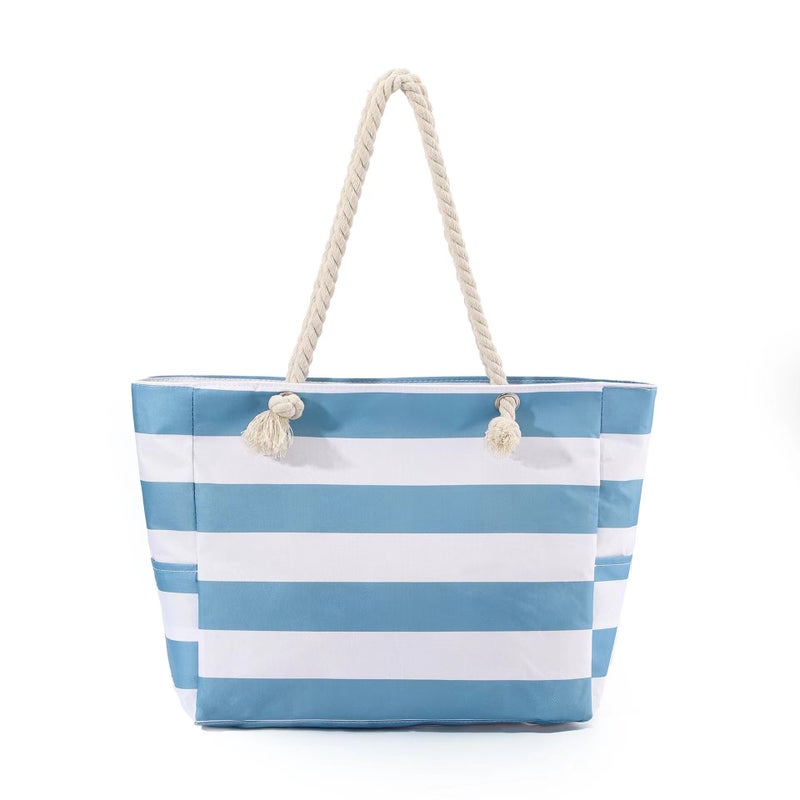 Cross Mirror New Beach Bag Large Capacity Casual Handbag Shoulder Fashion All-Match Printed Striped Summer Tote Bag - Image 1