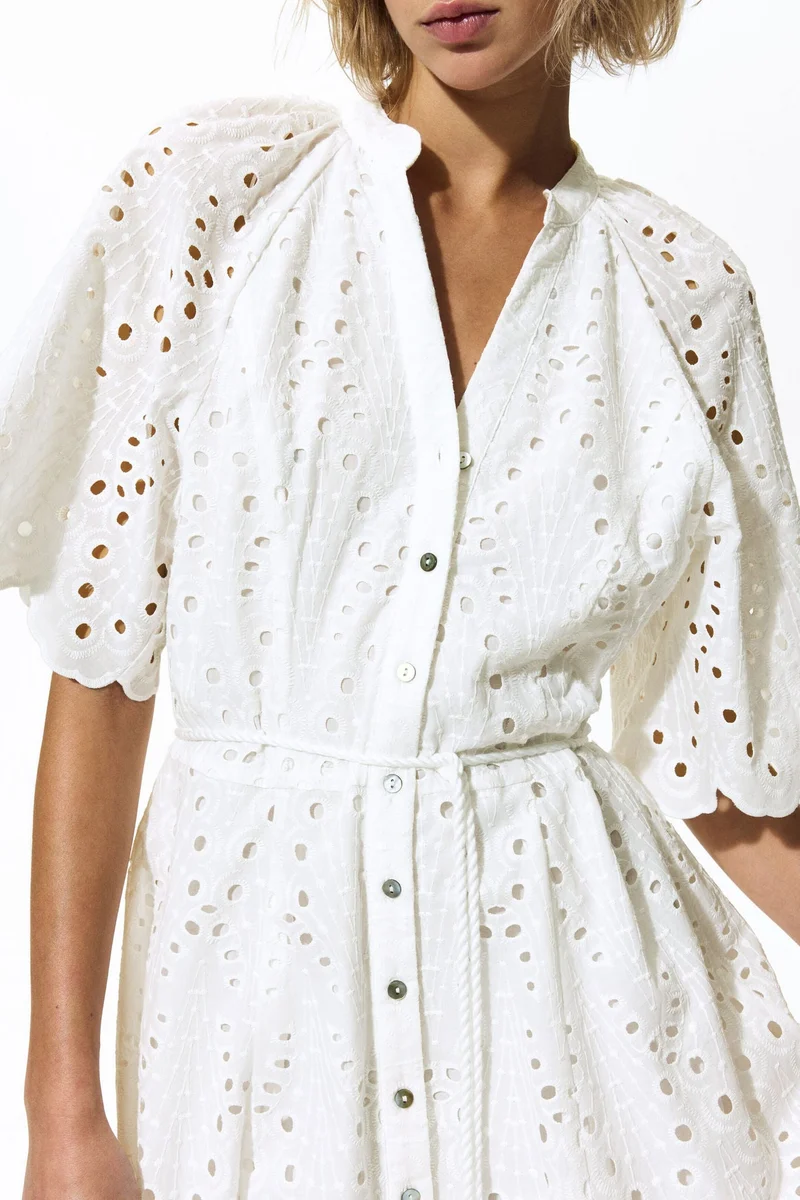 H&M  Broderie anglaise shirt dress for Women | Best Price UAE