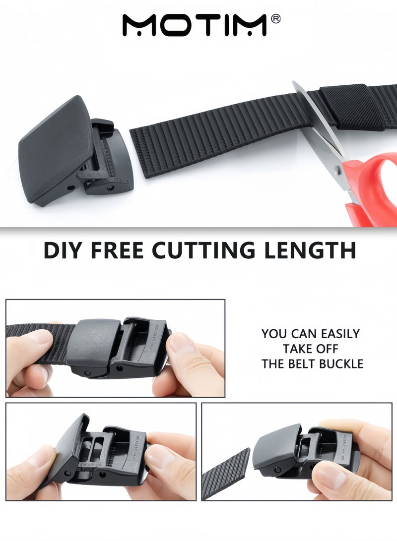 Motim Men's Adjustable Nylon Web Belt Outdoor Nylon Golf Belt No Metal Buckle Holeless Canvas Waistband Fast Pass Through the Airport Security Suitable for Work and Travel - Image 3