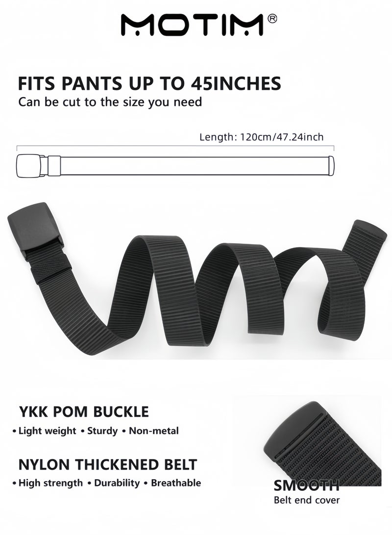 Motim Men's Adjustable Nylon Web Belt Outdoor Nylon Golf Belt No Metal Buckle Holeless Canvas Waistband Fast Pass Through the Airport Security Suitable for Work and Travel - Image 4