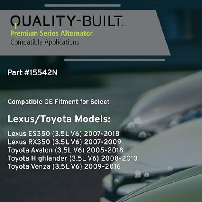 QUALITY-BUILT Premium New Alternator 15542N - OE Compatible with Select 2005-2018 Lexus/Toyota (Avalon,ES350,Highlander,RX350,Venza) - Image 3
