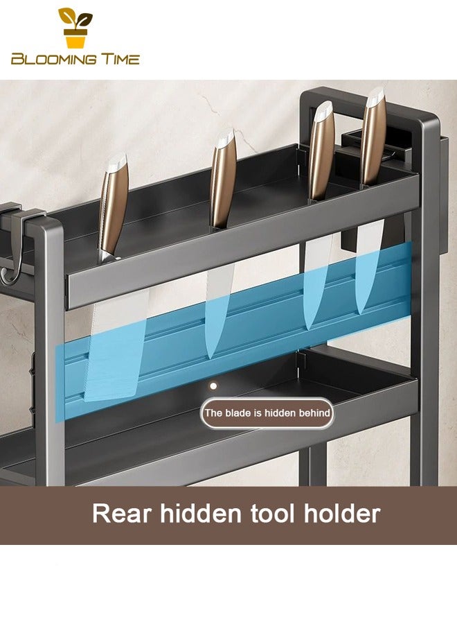 بلومنغ تايم المطبخ التوابل رف كونترتوب متعددة الوظائف رف متعدد الطبقات التوابل تخزين الرف حامل سكاكين عود حامل تخزين الرف النفط والملح وصلصة والخل تخزين الرف - Image 4