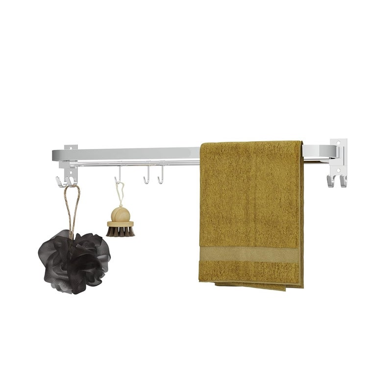 Gloxy Enterprise 24 Inch Wall Mounted Stainless Steel Bathroom Towel Hanger SpaceSaving Durable Bathroom Accessories and Fittings Easy Installation 24 Inch Chrome Foldable - Image 5