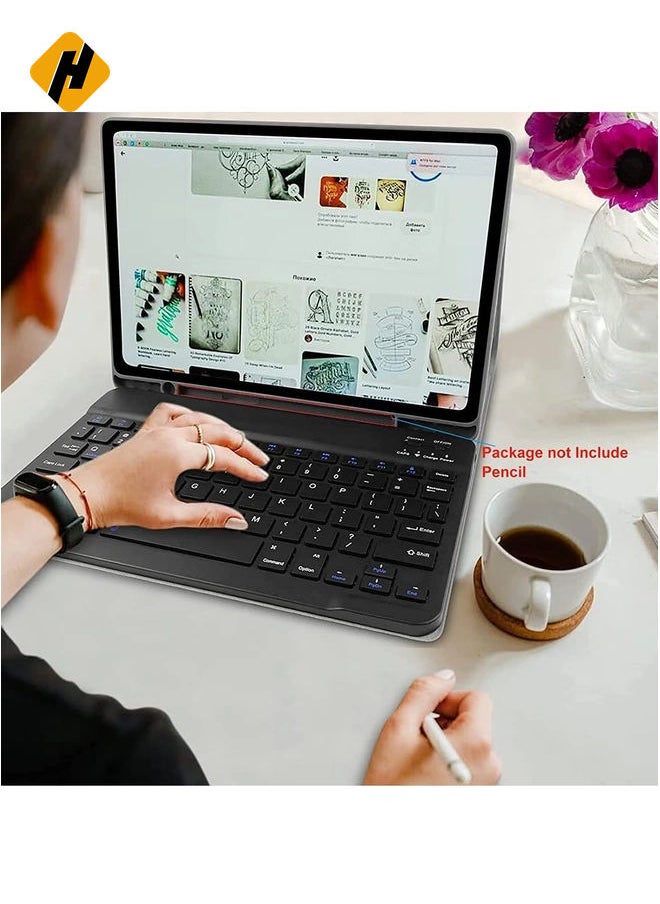 HuHa Keyboard Case for Samsung Galaxy Tab S6 Lite 10.4'' (SM-P610/P615/P613/P619,2020/2022),  Leather Folio Cover with Detachable Magnetically Bluetooth Keyboard with S-Pen Holder, Black  - Image 2