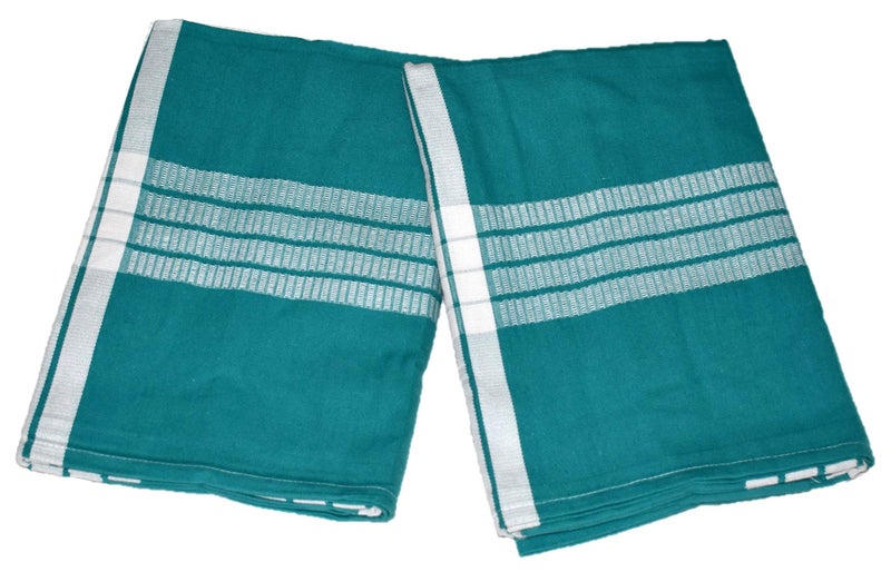 IXORA Erode Chennimalai Cotton Bedsheet for Home/Hospitals Size : 50" X 90" Pack of 2 (Green) - Image 1