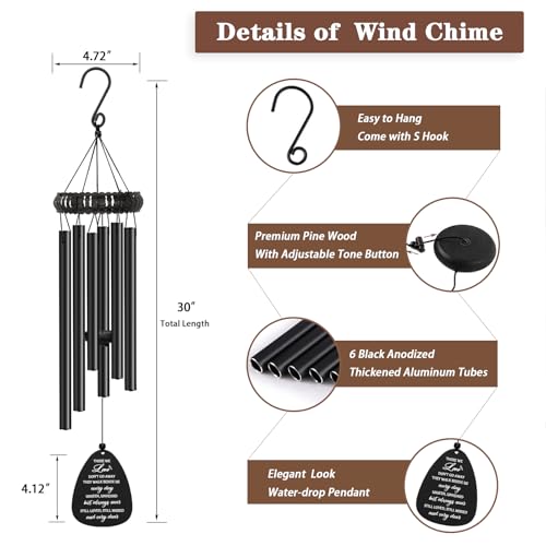 Soopau Sympathy Gifts for Loss of Loved One, 30" Metal Memorial Wind Chimes for Loss of Mom Dad, Windchimes in Memory of A Loved One, Bereavement Condolences Gift - Image 5