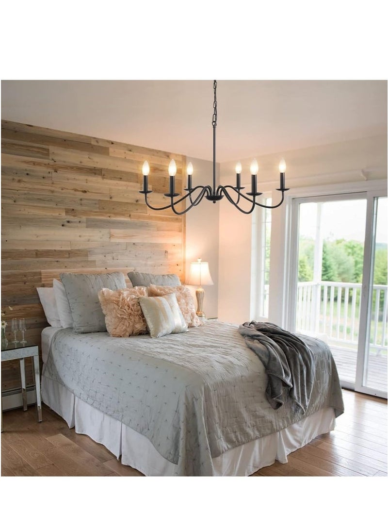 MIXDE Sputnik Chandelier Industrial 6 Light Black Ceiling Light Fixture Height Adjustable Lighting For Kitchen Island Bedroom Dining Room Living Room Farmhouse - Image 5