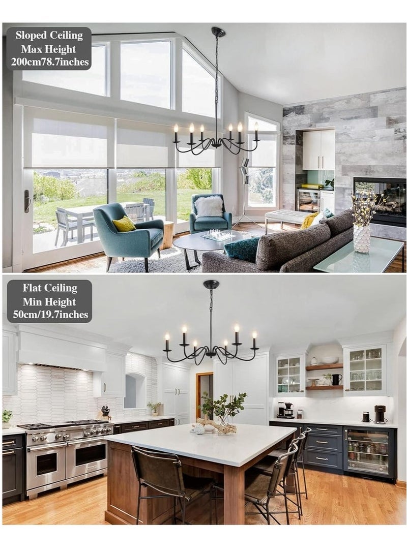 MIXDE Sputnik Chandelier Industrial 6 Light Black Ceiling Light Fixture Height Adjustable Lighting For Kitchen Island Bedroom Dining Room Living Room Farmhouse - Image 4