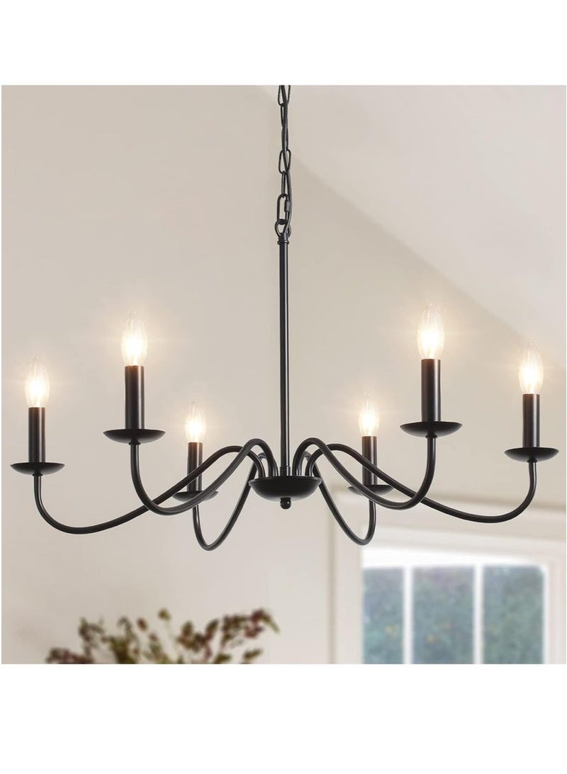 MIXDE Sputnik Chandelier Industrial 6 Light Black Ceiling Light Fixture Height Adjustable Lighting For Kitchen Island Bedroom Dining Room Living Room Farmhouse - Image 1