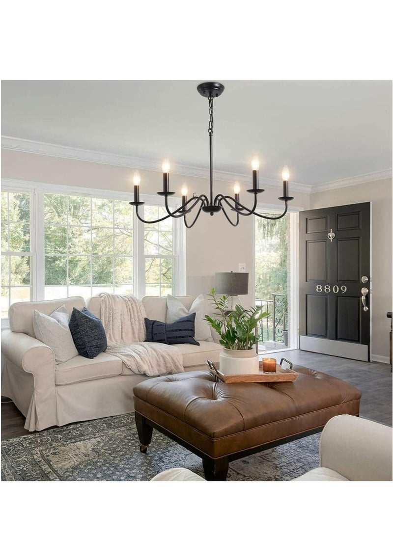 MIXDE Sputnik Chandelier Industrial 6 Light Black Ceiling Light Fixture Height Adjustable Lighting For Kitchen Island Bedroom Dining Room Living Room Farmhouse - Image 3