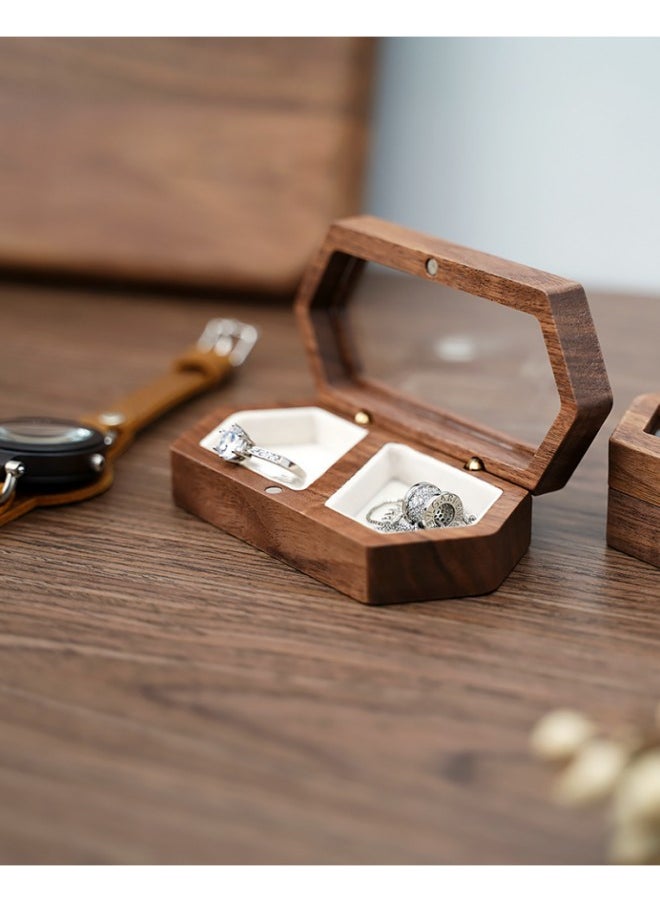 WAOKN - Portable Travel Ring, Earrings, Exquisite Jewelry Storage Box, Portable Mini Wooden Display Box - Image 1