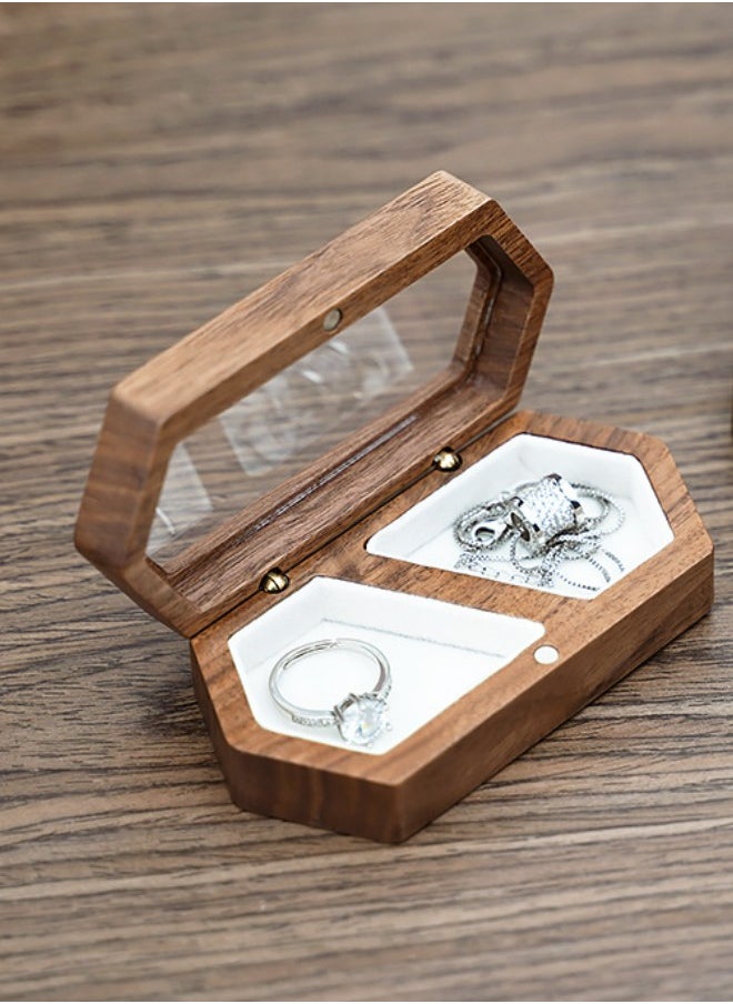 WAOKN - Portable Travel Ring, Earrings, Exquisite Jewelry Storage Box, Portable Mini Wooden Display Box - Image 1