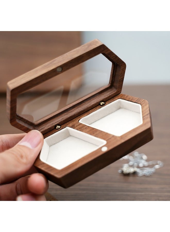 WAOKN - Portable Travel Ring, Earrings, Exquisite Jewelry Storage Box, Portable Mini Wooden Display Box - Image 1