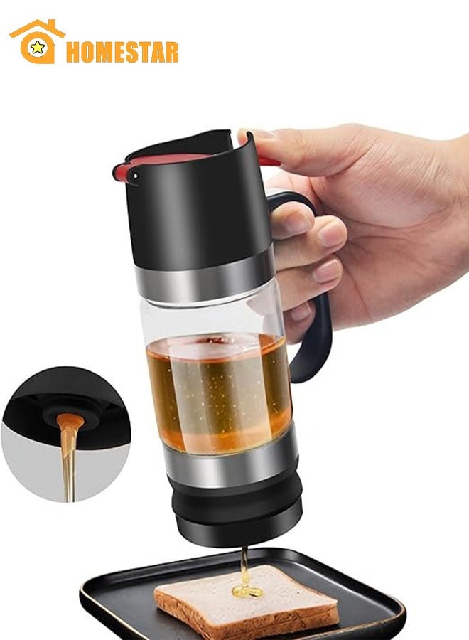 هومستر 9 أوقية موزع العسل مع مقبض ، لا شراب زجاجي قطرة حاوية لبار القهوة ، وعاء العسل والجرة ، أسود - Image 1