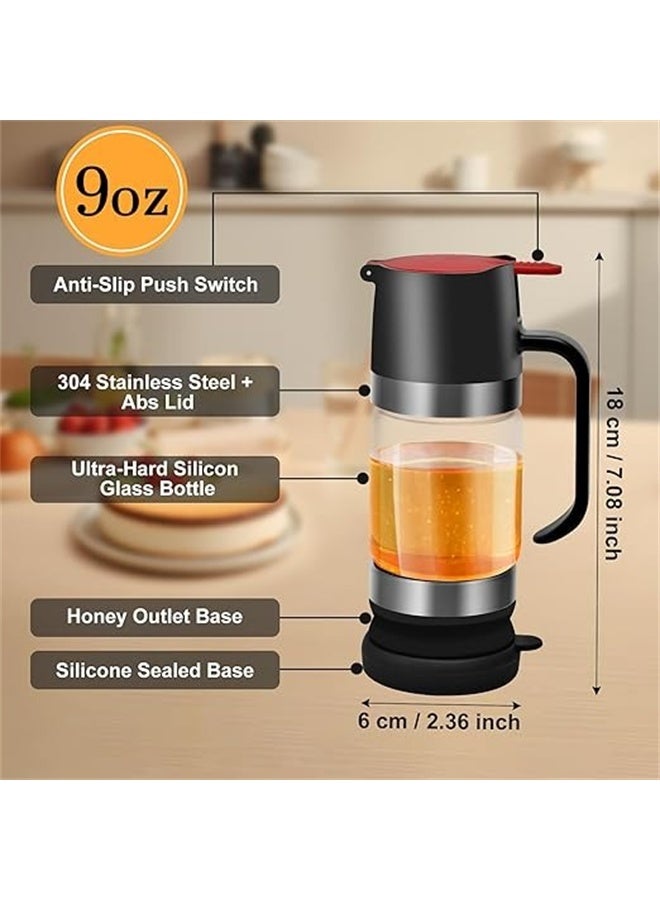 هومستر 9 أوقية موزع العسل مع مقبض ، لا شراب زجاجي قطرة حاوية لبار القهوة ، وعاء العسل والجرة ، أسود - Image 3