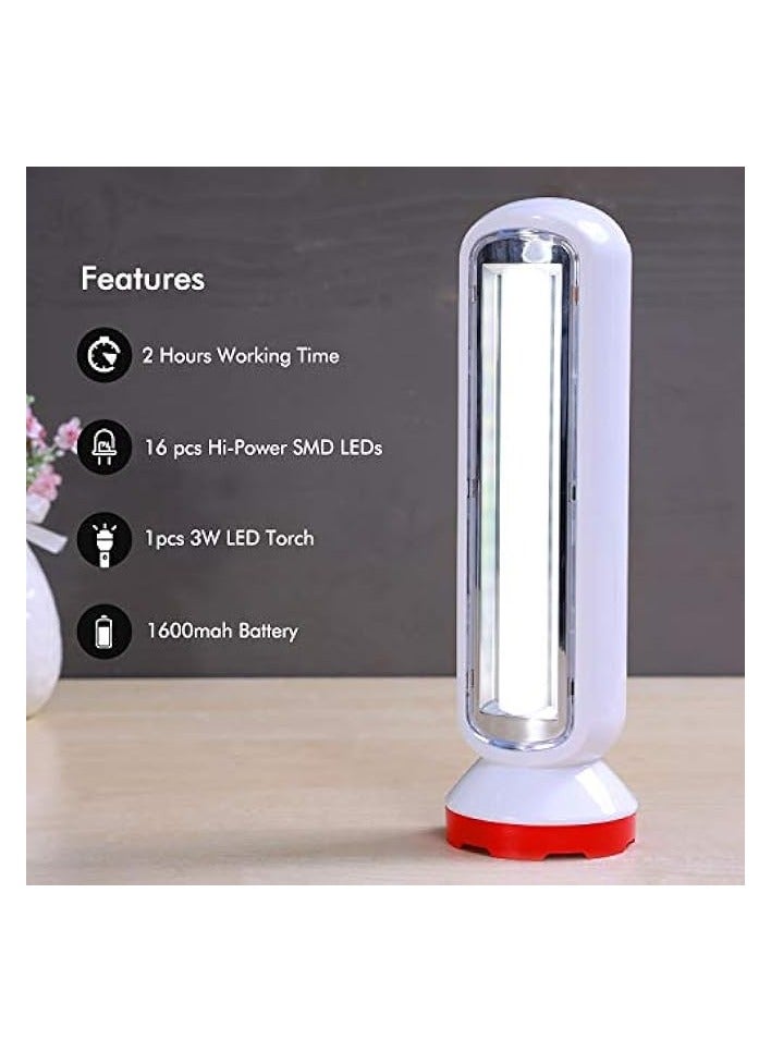 erorex 3W Rechargeable LED Torch with 8W Emergency Lantern, Plastic - Image 2