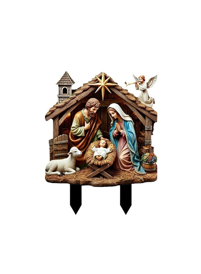 Nativity Scene Garden Stakes Christmas Yard Signs Plant Pot Sticks for Outside Patio Lawn Outdoor Decorations