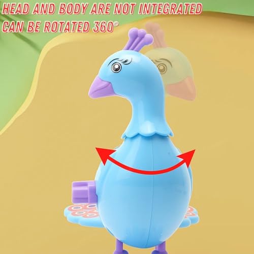 GRAPHENE Jumping Peacock Key Operated Wind Up Toy for Kids Toddlers Colorful Funny Moving Toys for Babies 6-12 Months Battery Free Dancing Toy (Pack of 1) - Image 2