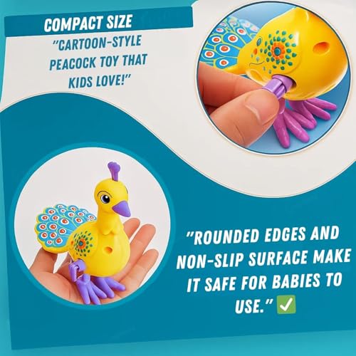GRAPHENE Jumping Peacock Key Operated Wind Up Toy for Kids Toddlers Colorful Funny Moving Toys for Babies 6-12 Months Battery Free Dancing Toy (Pack of 1) - Image 5