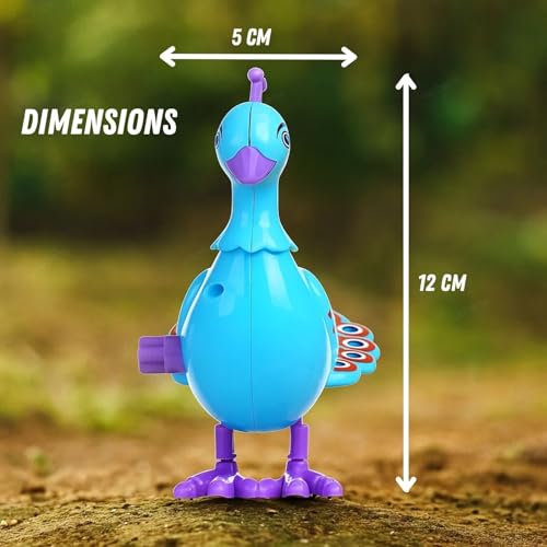 GRAPHENE Jumping Peacock Key Operated Wind Up Toy for Kids Toddlers Colorful Funny Moving Toys for Babies 6-12 Months Battery Free Dancing Toy (Pack of 1) - Image 4
