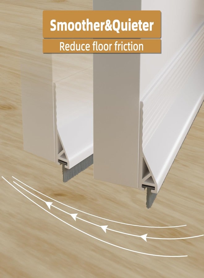cuysfead 39" Door Draft Stopper for Bottom of Door with Brush,Strong Adhesive Under Door Sweep for Exterior & Interior,Soundproof Door Gap Filler Bottom Seal Dust Blocker and Noise Stopper,White - Image 4