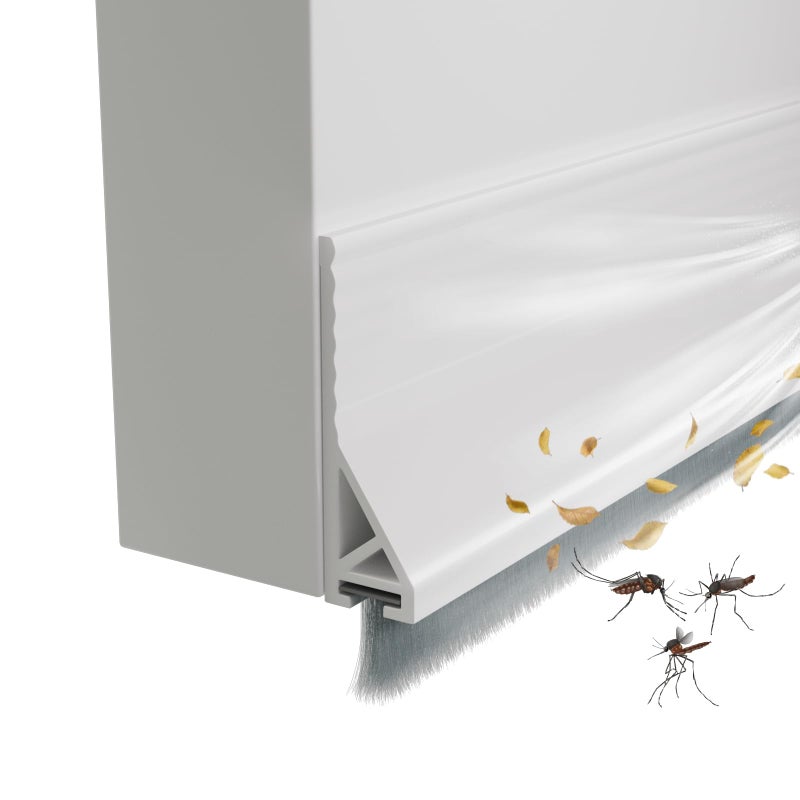 cuysfead 39" Door Draft Stopper for Bottom of Door with Brush,Strong Adhesive Under Door Sweep for Exterior & Interior,Soundproof Door Gap Filler Bottom Seal Dust Blocker and Noise Stopper,White - Image 1