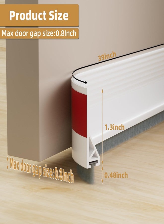 cuysfead 39" Door Draft Stopper for Bottom of Door with Brush,Strong Adhesive Under Door Sweep for Exterior & Interior,Soundproof Door Gap Filler Bottom Seal Dust Blocker and Noise Stopper,White - Image 5