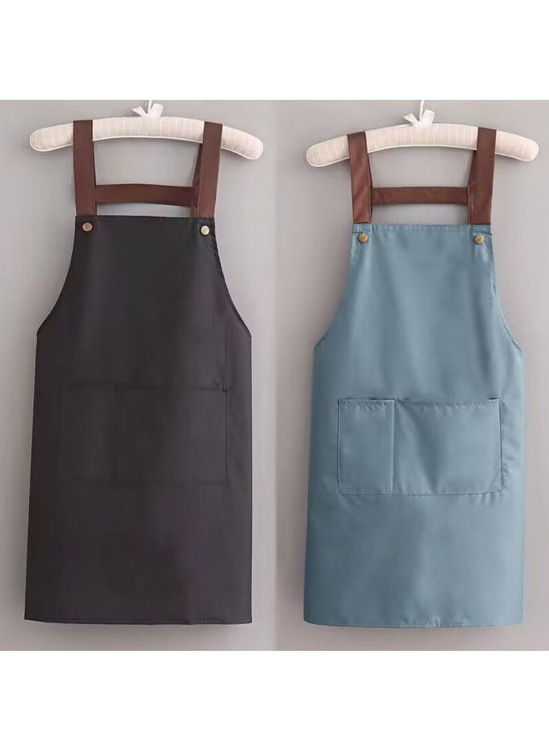 FASHION HOME 2 قطعة مريلة مطبخ مقاومة للماء مع جيب  - Image 1