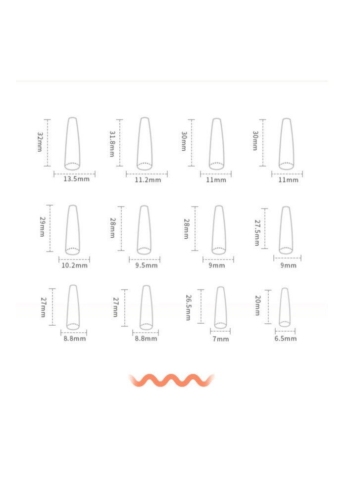 24 Pcs Ballet Press on Nails, Nude & White with Ombre and Rose Gold Stripes Nails, Glossy Stick-on Nails with Gel Glue, Nail File, Cleaning Pad, Wooden Stick, Easy to Apply & Long-Lasting - Image 5