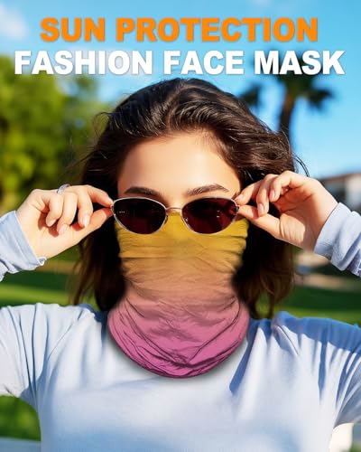 Lauzq 4Pack Neck Gaiter for Men Women Face Cover Mask Head Wrap Balaclava Headwear Bandana Headband Magic Scarf (A-gradient, one size) - Image 2