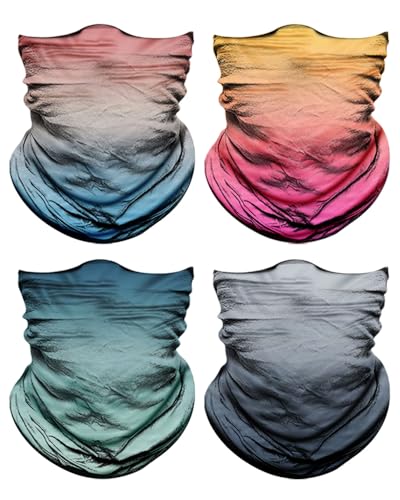 Lauzq 4Pack Neck Gaiter for Men Women Face Cover Mask Head Wrap Balaclava Headwear Bandana Headband Magic Scarf (A-gradient, one size) - Image 1
