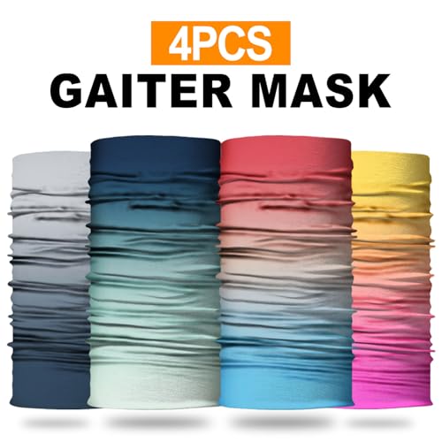 Lauzq 4Pack Neck Gaiter for Men Women Face Cover Mask Head Wrap Balaclava Headwear Bandana Headband Magic Scarf (A-gradient, one size) - Image 3