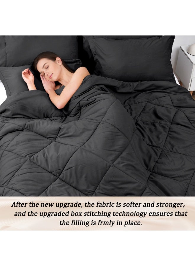 PHF 7 Piece King Bed-in-a-Bag Comforter Set, Ultra Soft Cozy Lightweight Bedding, Set includes 1x 230cm x 230cm Comforter + 1x 230cm x 305cm Flat Sheet + 1x 150cm x 205cm Fitted Sheet (40cm Deep Pocket) + 4x Pillowcases (2x 50cm x 66cm + 2x 50cm x 75cm), Black - Image 2