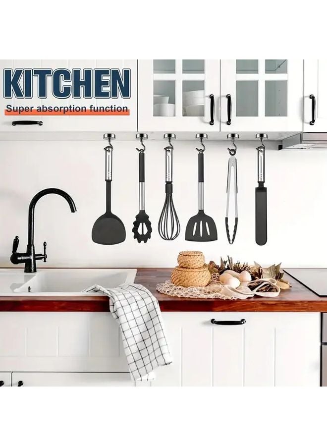 6 Pieces Heavy Duty 50lb Magnetic Hooks Black Metal Ceiling Mount for Wall Storage - Image 3