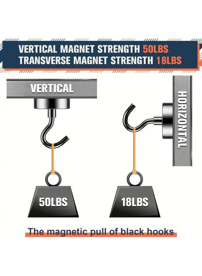 6 Pieces Heavy Duty 50lb Magnetic Hooks Black Metal Ceiling Mount for Wall Storage - Image 5