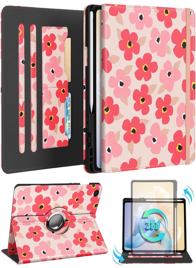 Kidcube for Samsung Galaxy Tab A9 Plus Case 11 Inch - for Women Girls Cute Rotating Stand Folio Cover with Pencil Holder & Card Slot Girly Kawaii Floral Flower Design for Samsung A9 Plus Tablet Cases - Image 1