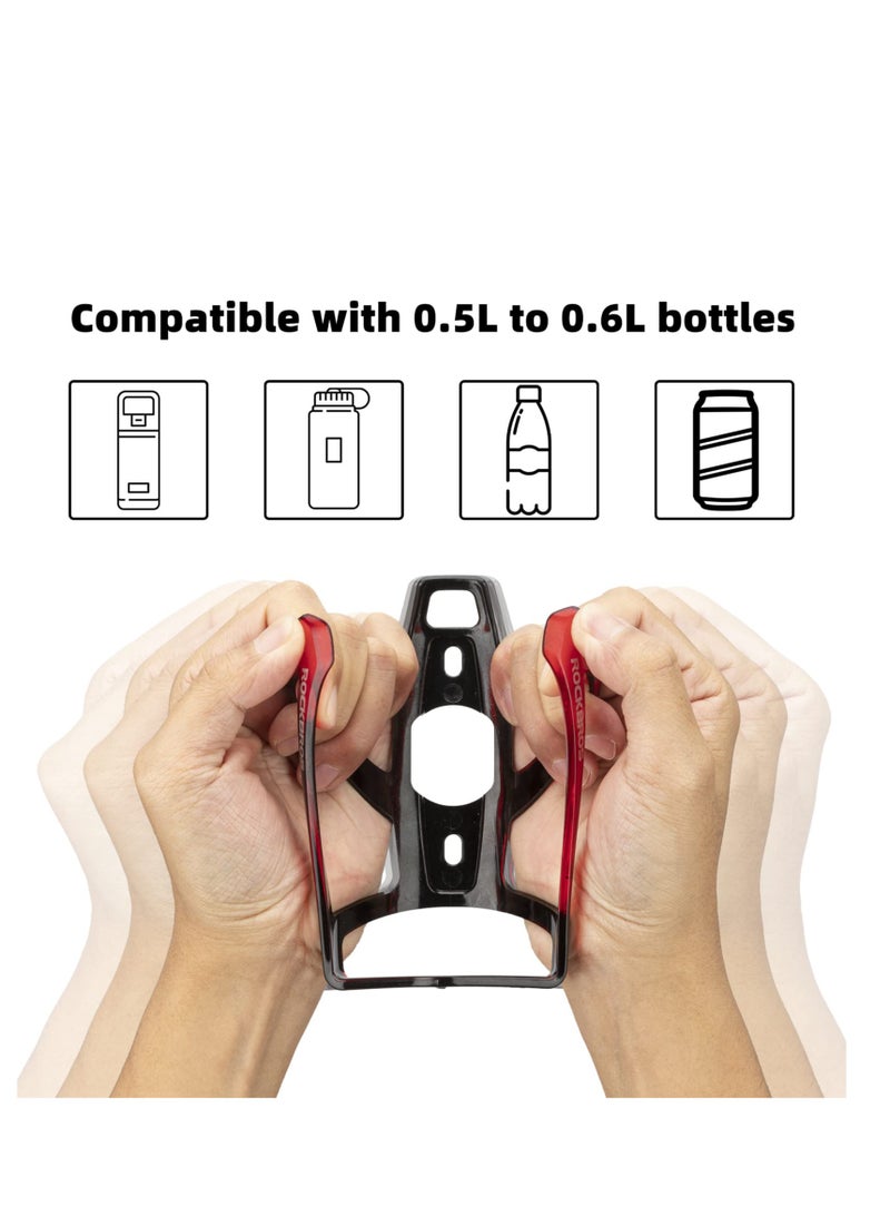 روكبروز حامل زجاجة مياه الدراجات المتين الضوء الفائق مع أداة البراغي، حامل حامل الأكواب العالمي للطريق MTB (أحمر وأسود) - Image 3