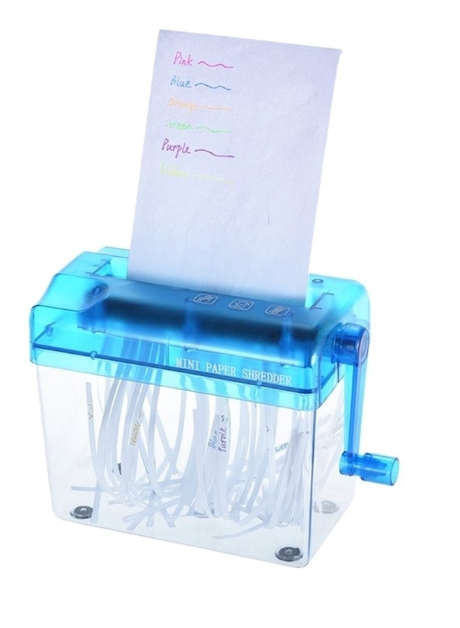 A6 Manual Hand Paper Shredder Blue/Clear - Image 1