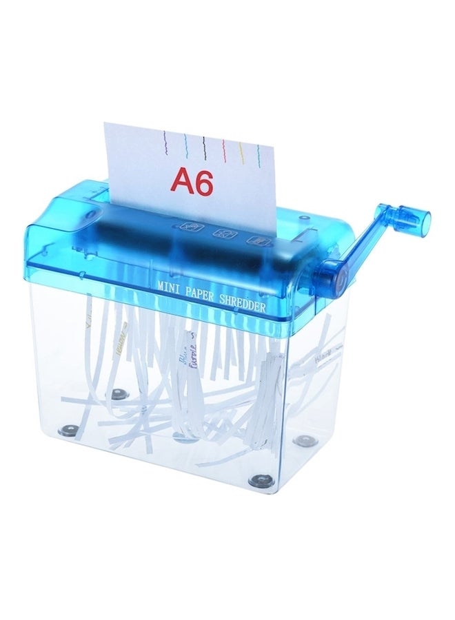 A6 Manual Hand Paper Shredder Blue/Clear - Image 4