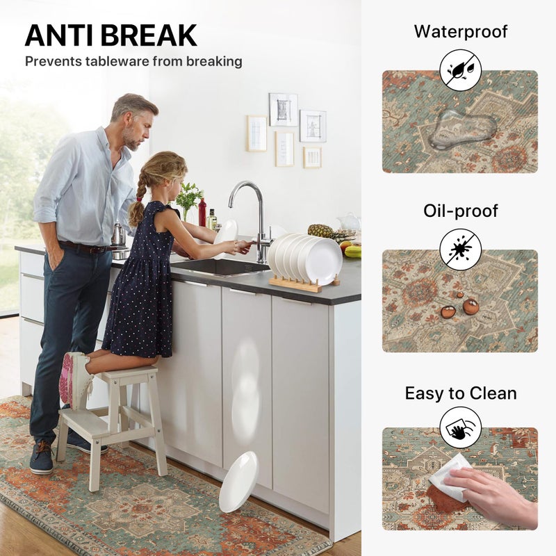 GENIMO Kitchen Mats for Floor 2PCs, Washable Anti Fatigue Mat for Cushioned, 17.3"x47"+17.3"x30", Waterproof Kitchen Rugs, Non Slip Comfort Standing Mat Rug for Home, Sink, Laundry, Multi - Image 5