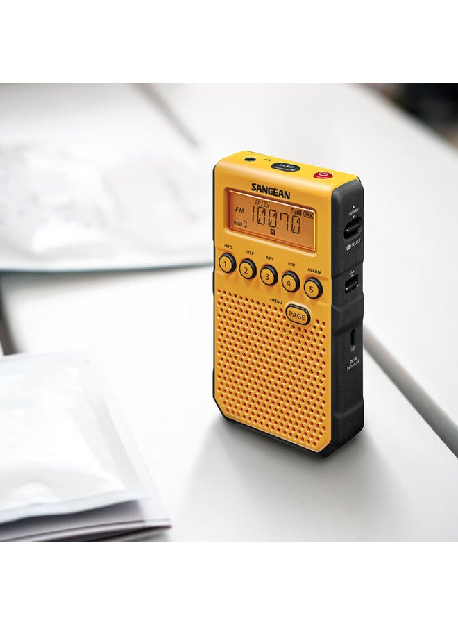 Sangean Dt-800c Digital Tuning Mini Alarm Clock Radio For Am/fm, Elderly-friendly Broadcast Radio, Yellow - Image 3