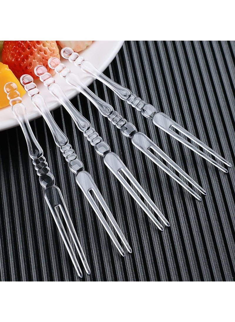 Oasisgalore 400 Pcs Disposable Plastic Fruit Forks - 4 Inches, Clear Mini Forks for Parties & Kids  - Image 4