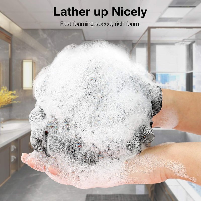 DadyMart Bath Shower Loofah Sponge 60g Bath Mesh Pouf Shower Ball Body Scrubber Exfoliating Bath Sponge for Women and Men, Set of 4, Black - Image 2